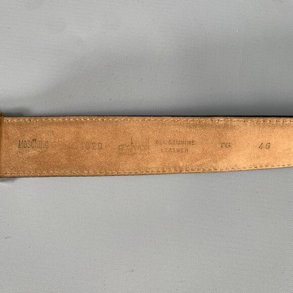 MOSCHINO Waist Size 32 Black Gold Leather Belt main image 6